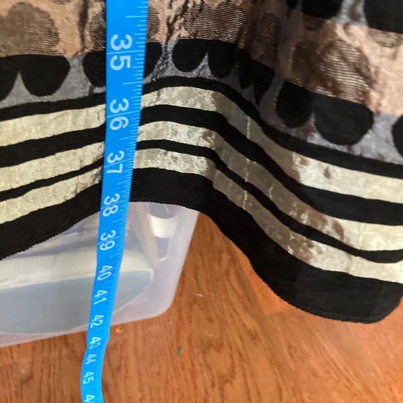 M.S.S.P. Dress Womens Sz S Black Ivory Multi Striped Smocked Cap Sleeve A Line - Picture 9 of 9